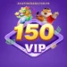 150 VIP GAME bonus badge with animated characters on a purple background for AviatorCrash.com.pk gaming promotion.